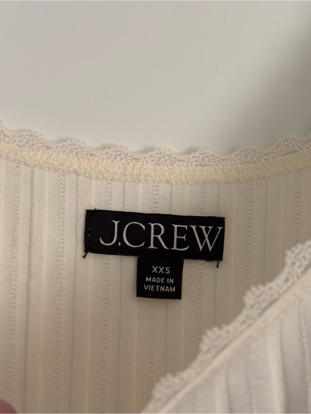 J. Crew Cream Ribbed Tank with Lace Trim - Picture 3 of 4
